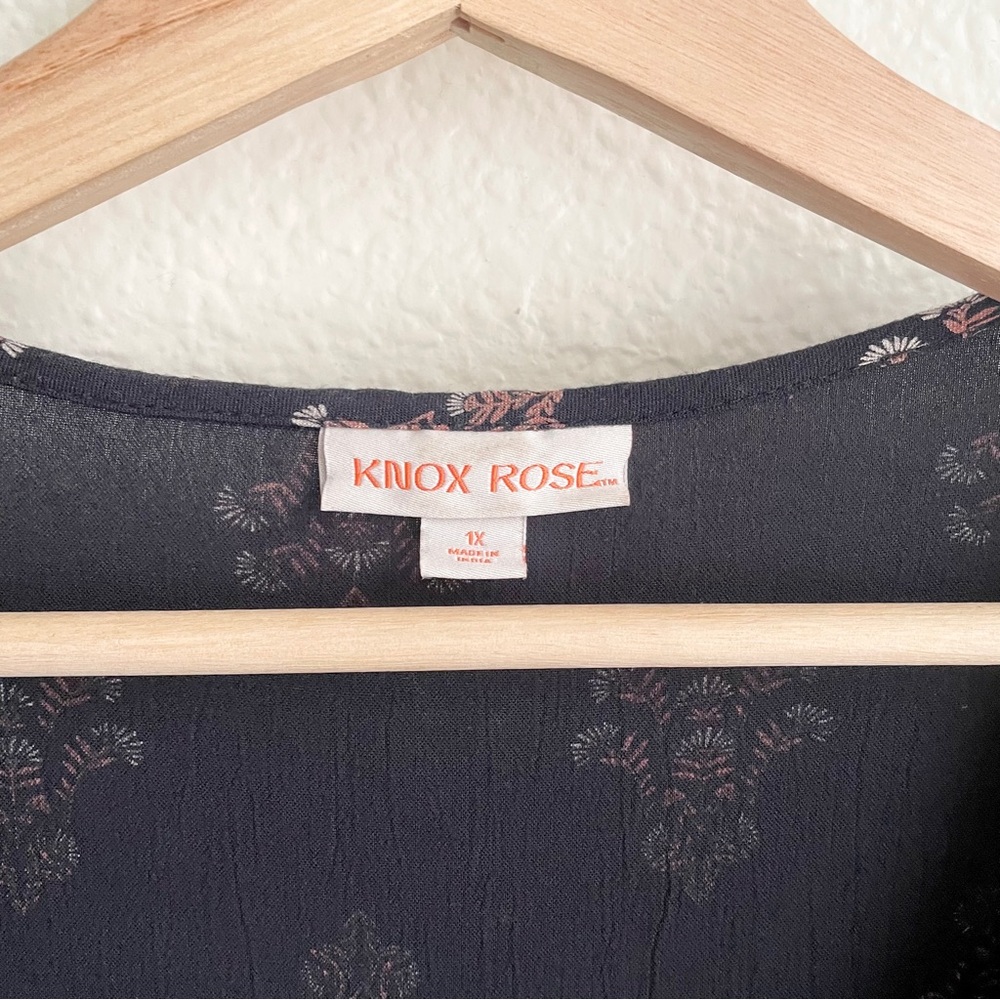 Knox Rose Women's Bishop 3/4 Sleeve A-Line Dress Black Size 1X - Picture 5 of 8